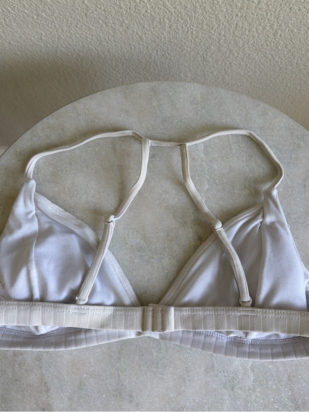 Roxy Ribbed Triangle Bikini Top - Cream - Picture 2 of 2
